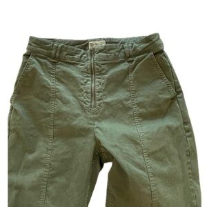 Women’s Front Zip Army  Green Straight Leg Pants  8